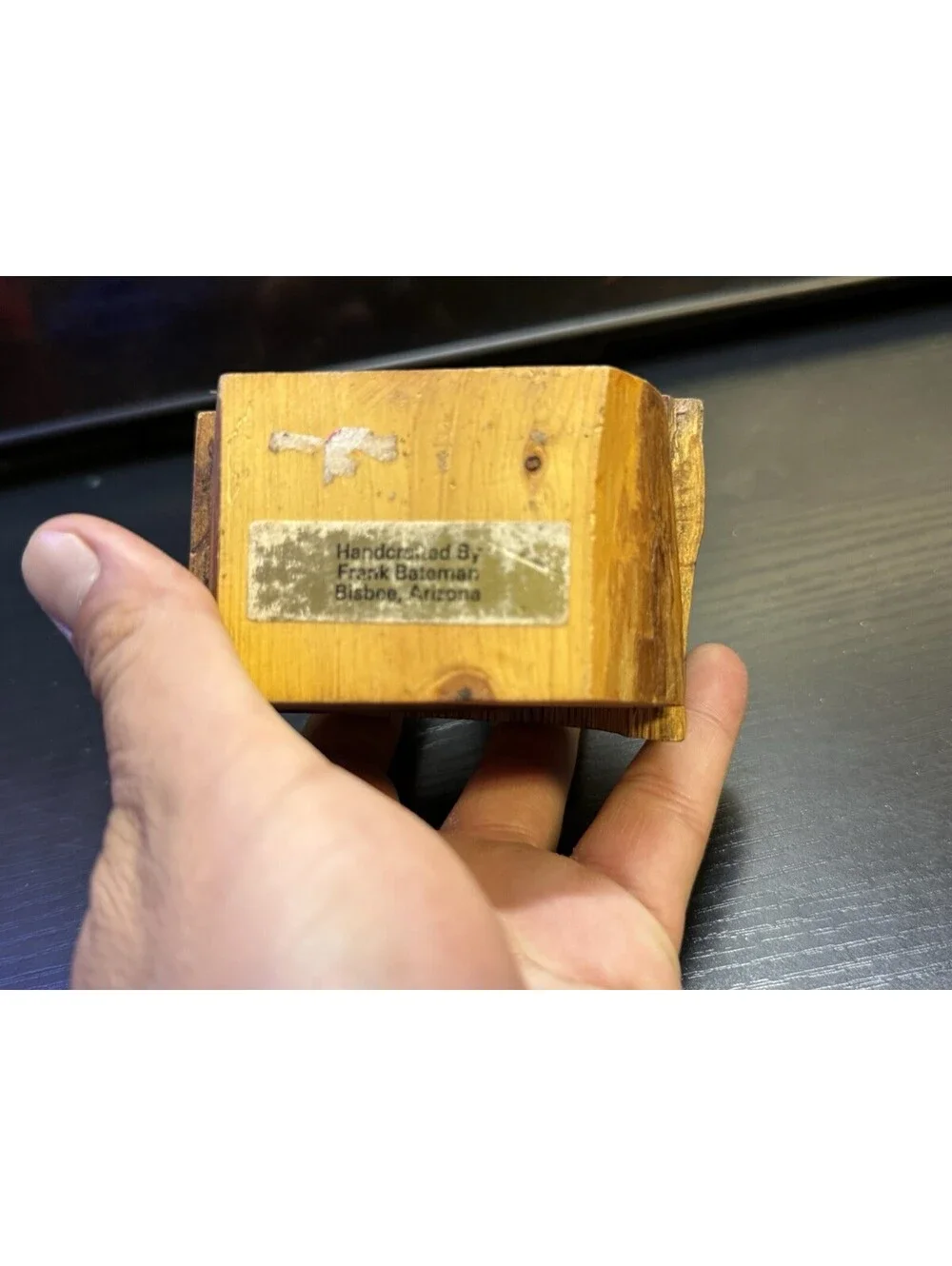 Vintage Frank Bateman Bisbee AZ Handcrafted Wood Mini Quartz Clock 3x3